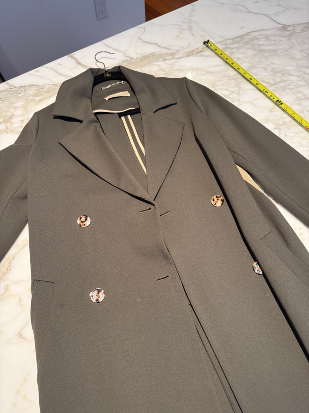 Classic Six Ali Coat Sz4 - long, trench-style, double-breasted Army/Olive Green - Picture 11 of 14